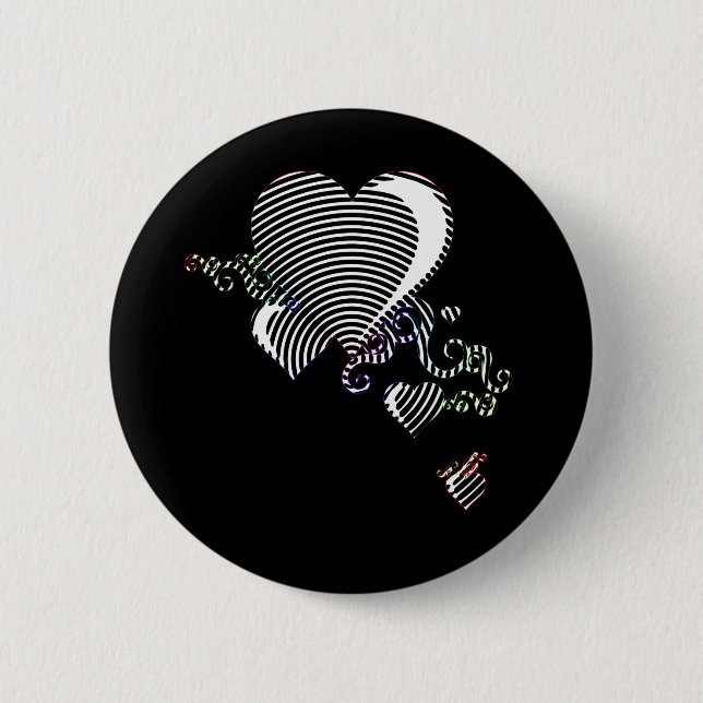 squiggle hearts 6 cm round badge (Front)
