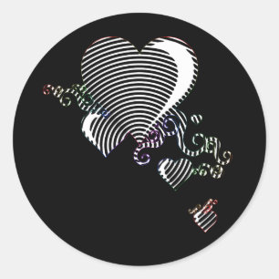 squiggle hearts classic round sticker