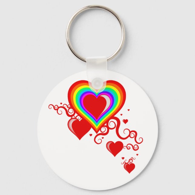 squiggle hearts. rainbowz. key ring (Front)