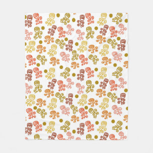 Squiggle Roses Gold Orange and Rust Fleece Blanket