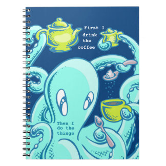 Squiggles the Octopus: Perfect Coffee (blue) Notebook