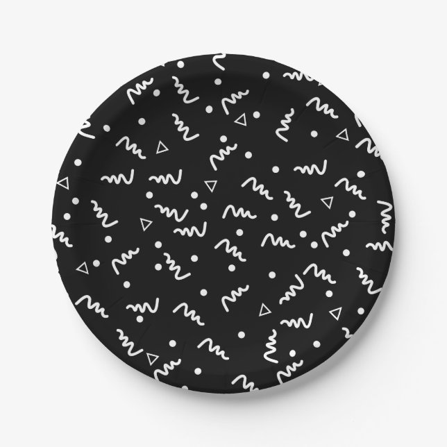 Squiggly 90s Retro Paper Plate (Front)