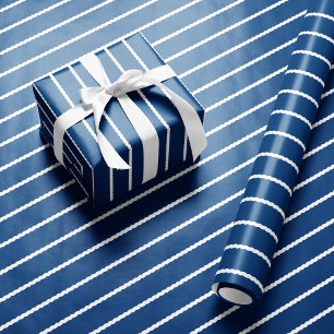 Squiggly lines cute simple blue white holiday wrapping paper