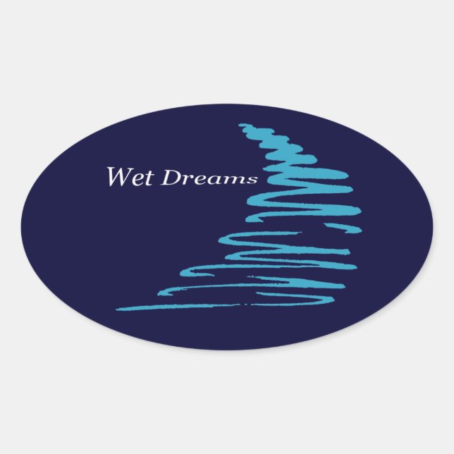 Squiggly Lines_Wet Dreams Oval Sticker (Front)