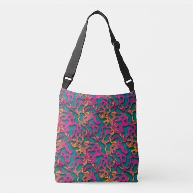 Squiggly Loops seamless pattern 14 + your backgr. Crossbody Bag (Front)