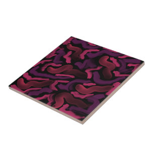 Squiggly Pinkies Abstract Pattern  Ceramic Tile