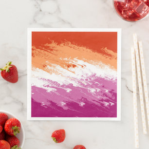 Squiggly Trippy Abstract Lesbian Pride Flag Napkin