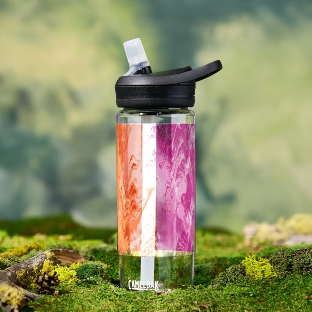 Squiggly Trippy Abstract Lesbian Pride Flag Water Bottle (Outdoor)
