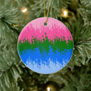 Squiggly Trippy Abstract Omniromantic Pride Flag Ceramic Ornament