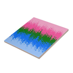 Squiggly Trippy Abstract Omniromantic Pride Flag Ceramic Tile