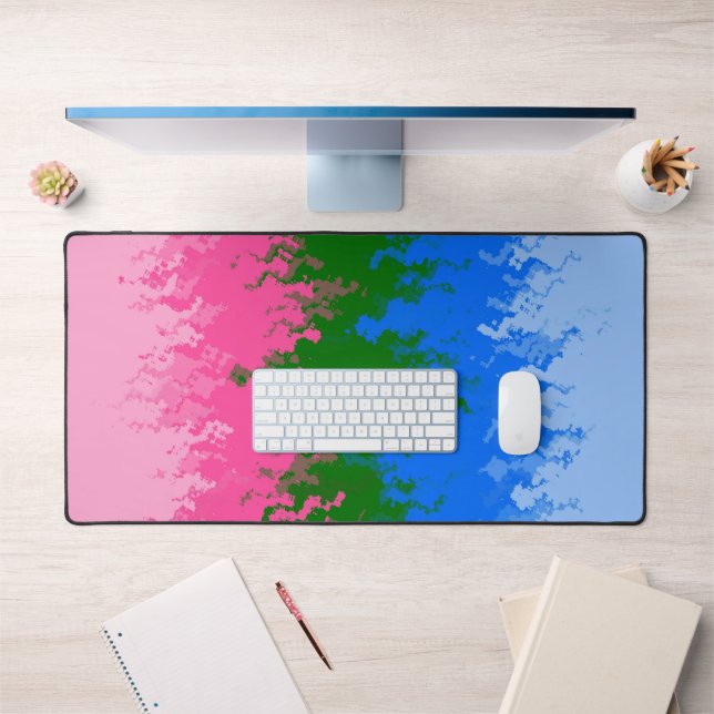 Squiggly Trippy Abstract Omniromantic Pride Flag Desk Mat (Office 1)