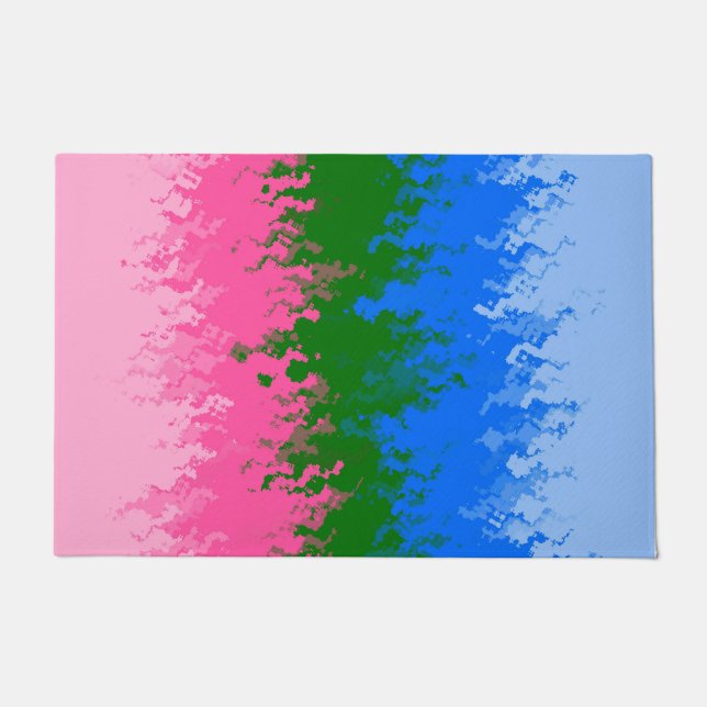 Squiggly Trippy Abstract Omniromantic Pride Flag Doormat (Front)