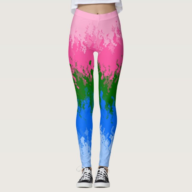 Squiggly Trippy Abstract Omniromantic Pride Flag Leggings (Front)