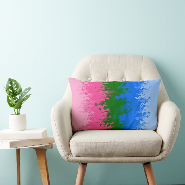 Squiggly Trippy Abstract Omniromantic Pride Flag Lumbar Cushion (Chair)