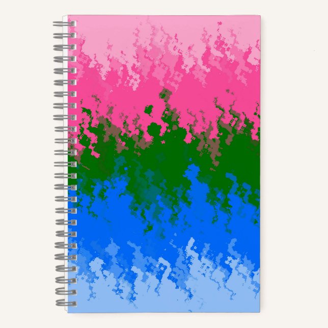 Squiggly Trippy Abstract Omniromantic Pride Flag Notebook (Front)