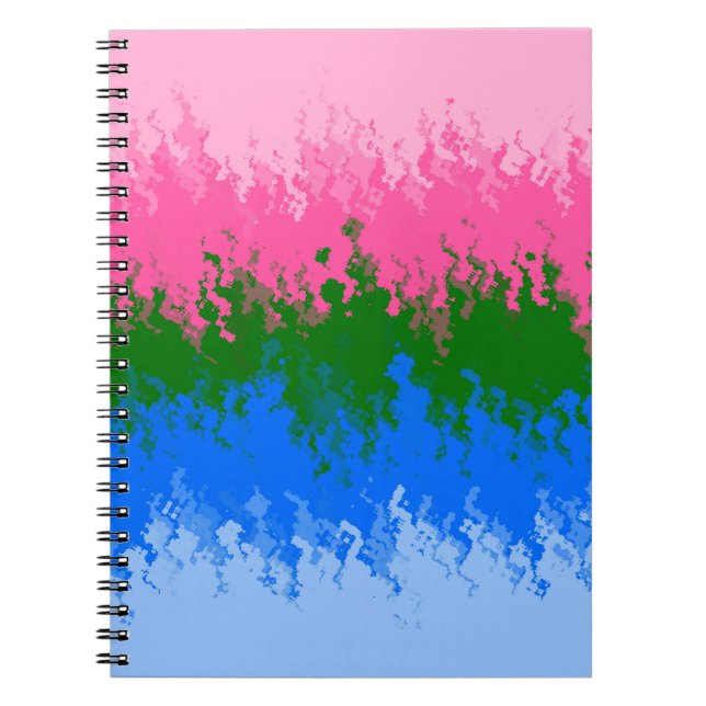 Squiggly Trippy Abstract Omniromantic Pride Flag Notebook (Front)
