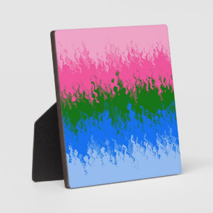 Squiggly Trippy Abstract Omniromantic Pride Flag Plaque