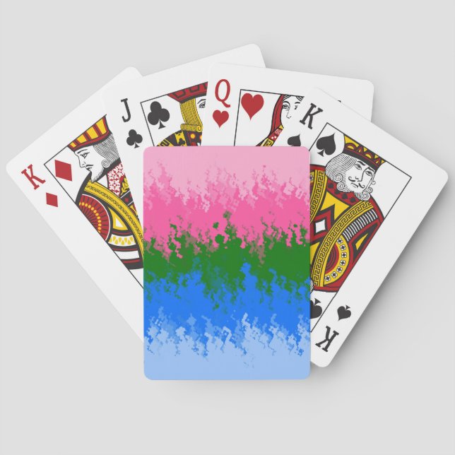 Squiggly Trippy Abstract Omniromantic Pride Flag Playing Cards (Back)
