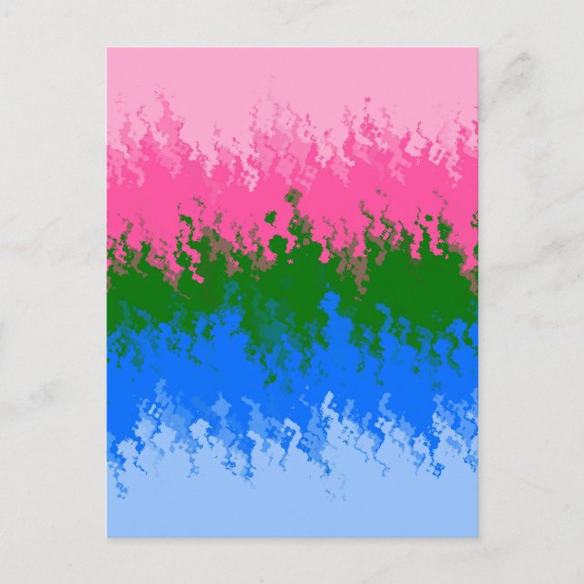 Squiggly Trippy Abstract Omniromantic Pride Flag Postcard (Front)