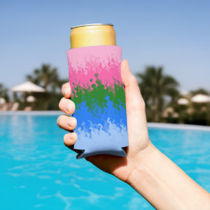 Squiggly Trippy Abstract Omniromantic Pride Flag Seltzer Can Cooler