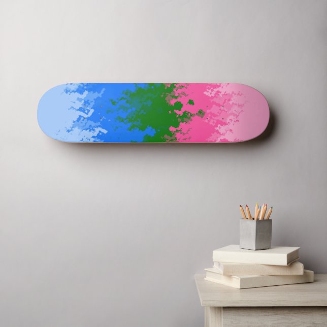 Squiggly Trippy Abstract Omniromantic Pride Flag Skateboard (Wall Art (Horz))