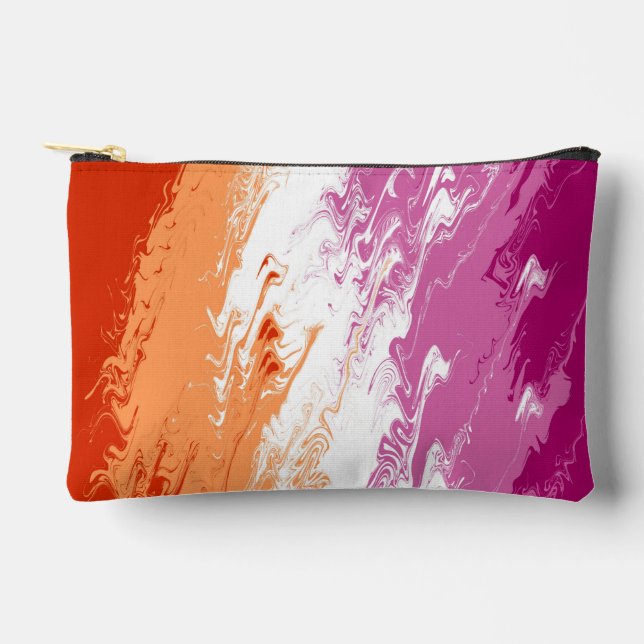 Squiggly Trippy Groovy Abstract Lesbian Pride Flag Accessory Pouch (Front)