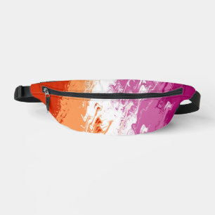 Squiggly Trippy Groovy Abstract Lesbian Pride Flag Bum Bags