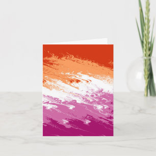 Squiggly Trippy Groovy Abstract Lesbian Pride Flag Card