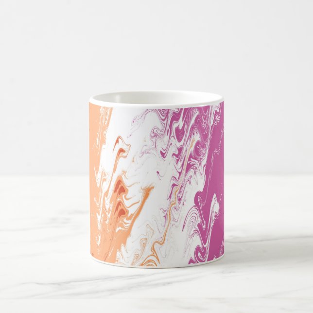 Squiggly Trippy Groovy Abstract Lesbian Pride Flag Coffee Mug (Center)