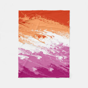 Squiggly Trippy Groovy Abstract Lesbian Pride Flag Fleece Blanket