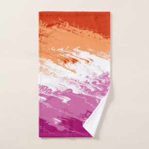 Squiggly Trippy Groovy Abstract Lesbian Pride Flag Hand Towel