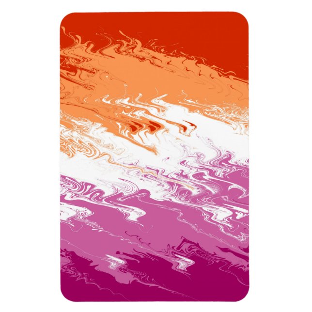 Squiggly Trippy Groovy Abstract Lesbian Pride Flag Magnet (Vertical)
