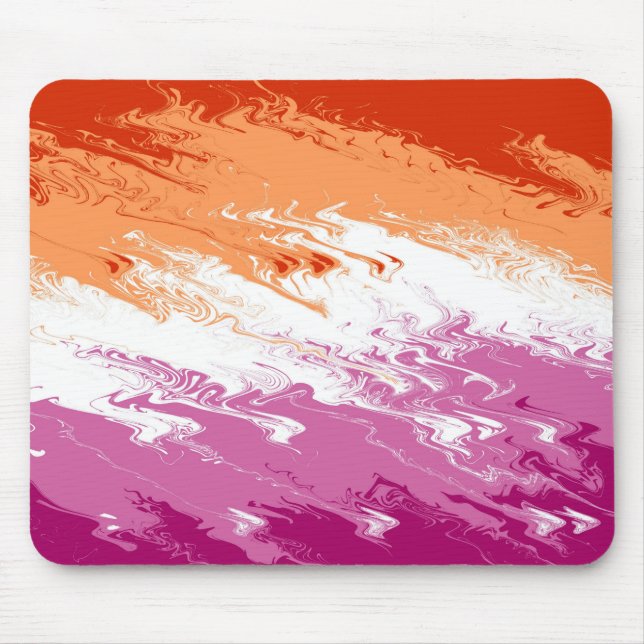 Squiggly Trippy Groovy Abstract Lesbian Pride Flag Mouse Pad (Front)