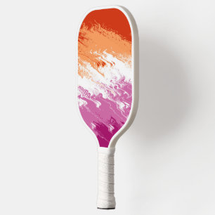 Squiggly Trippy Groovy Abstract Lesbian Pride Flag Pickleball Paddle