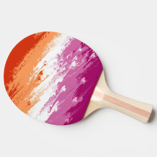 Squiggly Trippy Groovy Abstract Lesbian Pride Flag Ping Pong Paddle