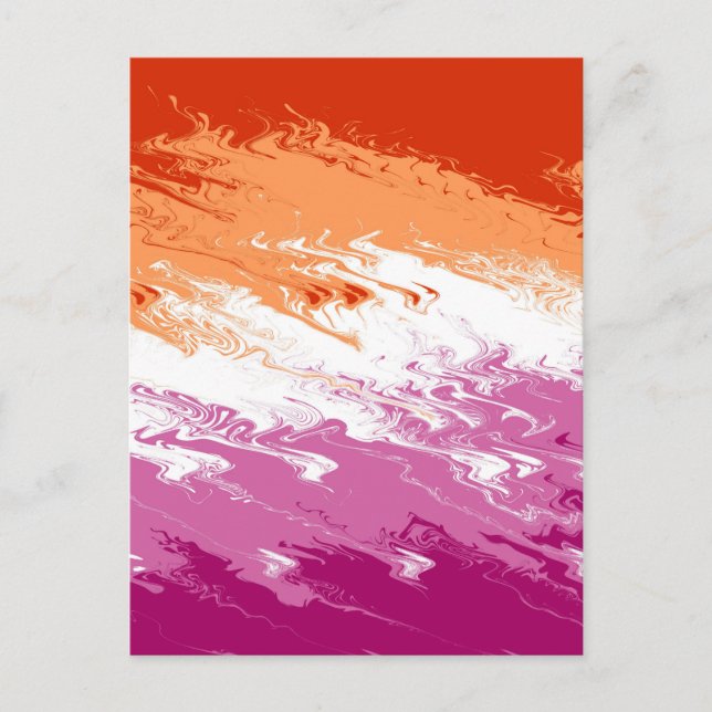 Squiggly Trippy Groovy Abstract Lesbian Pride Flag Postcard (Front)
