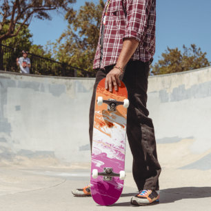 Squiggly Trippy Groovy Abstract Lesbian Pride Flag Skateboard