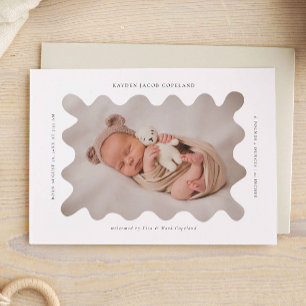 Squiggly Wavy Frame Birth Announcement Photo