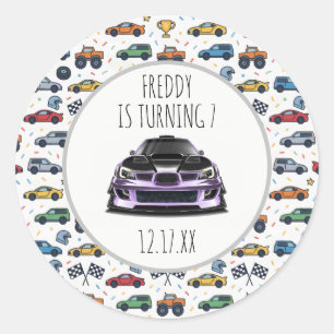 squint eye purple hand drawn art classic round sticker