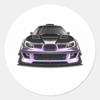 squint eye purple hand drawn art classic round sticker