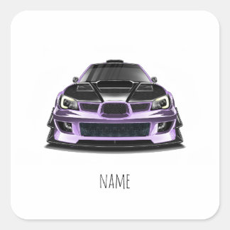 squint eye purple hand drawn art square sticker