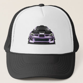 squint eye purple hand drawn art trucker hat