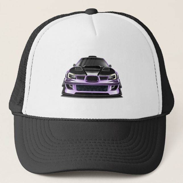 squint eye purple hand drawn art  trucker hat (Front)