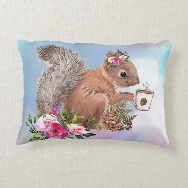 Squirrel Accent Throw Pillow (Back)