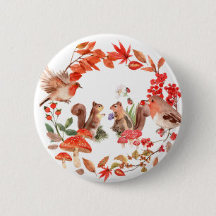 Squirrel and bird fall button