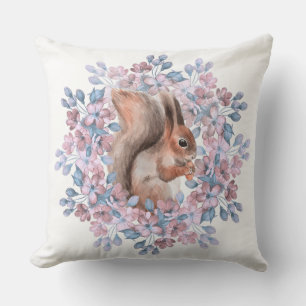 Squirrel and flowers cushion