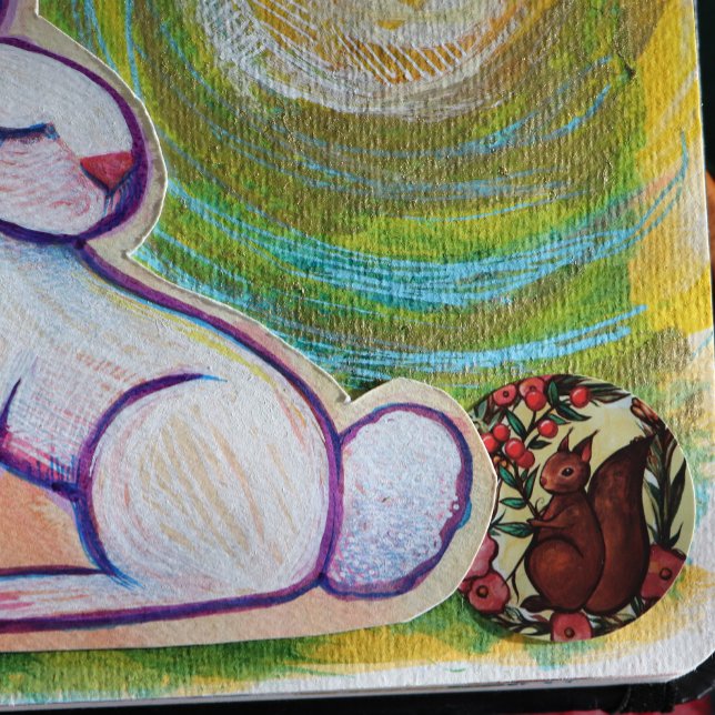 Squirrel and Holly winter Red Squirrels            Classic Round Sticker (Creator Uploaded)