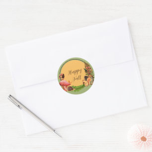 Squirrel and nature with customisable text classic round sticker