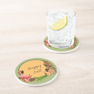 Squirrel and nature with customisable text coaster