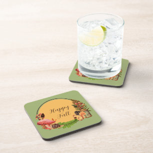 Squirrel and nature with customisable text coaster